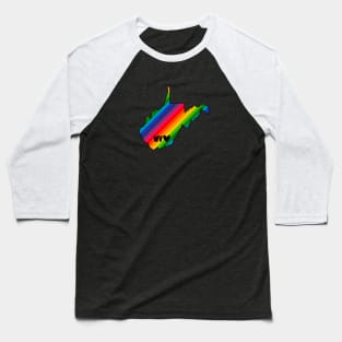 USA States: West Virginia (rainbow) Baseball T-Shirt